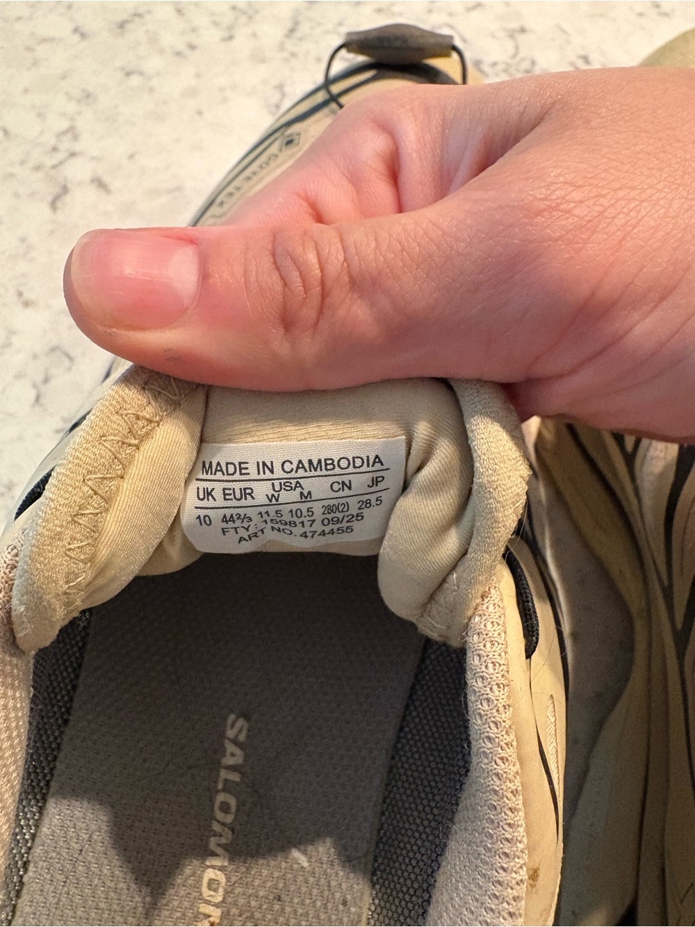 Salomon Beige and Black Men's Trail Running Shoes with Colored Accents - Picture 3 of 4